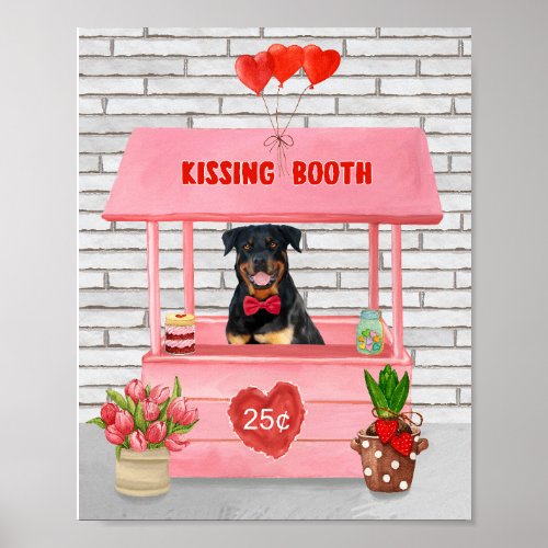 Rottweiler Dog Valentines Day Kissing Booth Poster