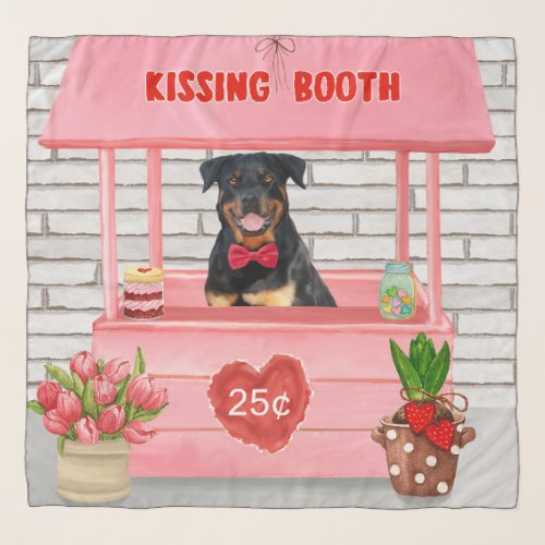 Rottweiler Dog Valentines Day Kissing Booth Scarf