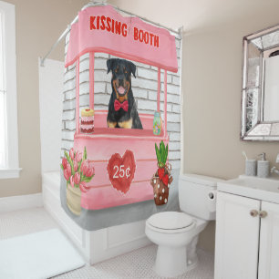 Rottweiler Dog Valentine's Day Kissing Booth Shower Curtain