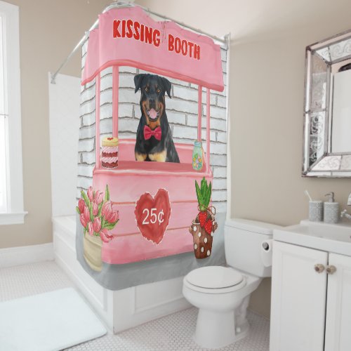 Rottweiler Dog Valentines Day Kissing Booth Shower Curtain