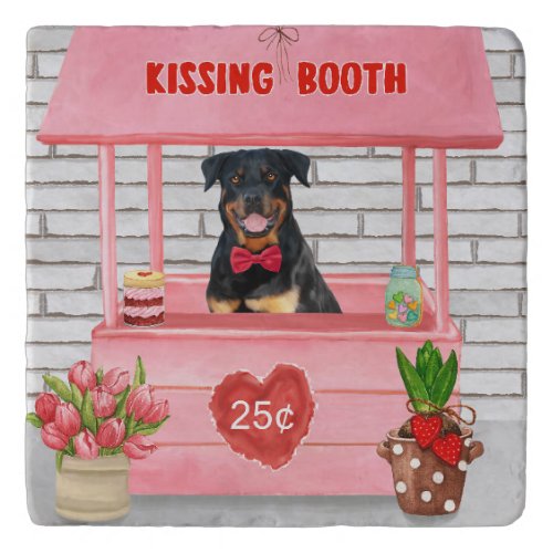 Rottweiler Dog Valentines Day Kissing Booth Trivet