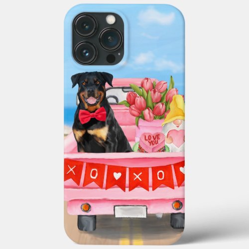 Rottweiler Dog Valentines Day Truck Hearts iPhone 13 Pro Max Case