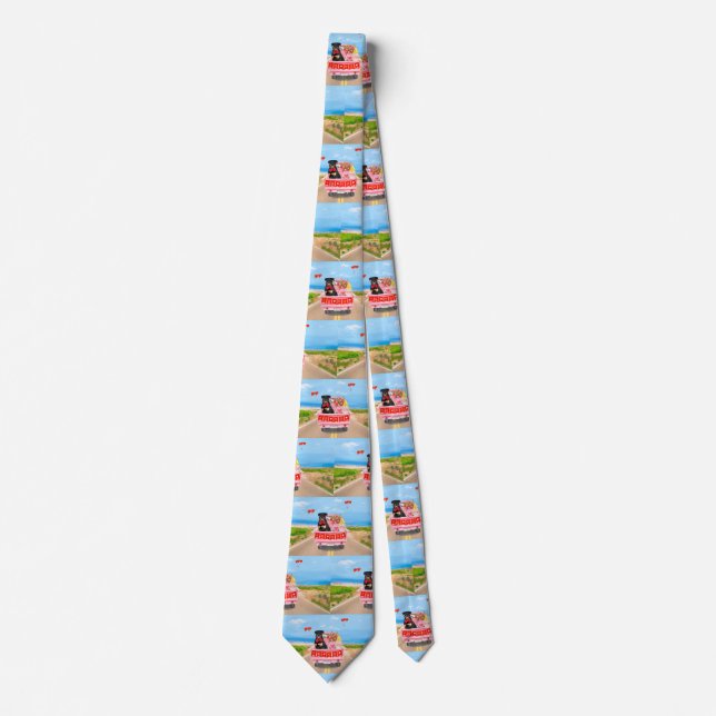 Rottweiler Dog Valentine's Day Truck Hearts Neck Tie (Front)