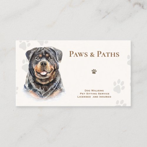 Rottweiler Dog Walker Pet Sitting    Business Card