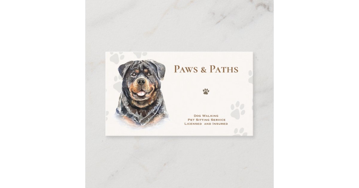 Rottweiler Dog Walker Pet Sitting Business Card | Zazzle