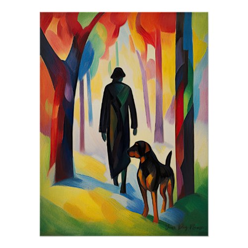 Rottweiler dog walking in the park 03 _ Madeleine  Poster
