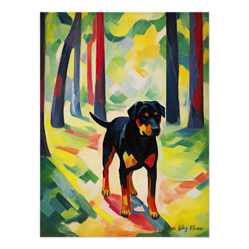 Rottweiler dog walking in the park 04 _ Madeleine  Poster
