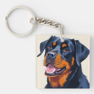 Rottweiler   Dog Watercolor Pet Painting Keychain