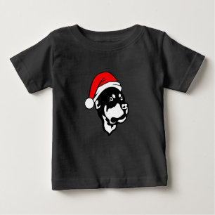 Rottweiler Dog wearing Red Christmas Santa Hat Baby T-Shirt