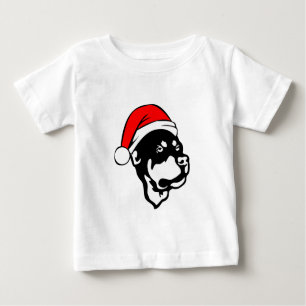 Rottweiler Dog wearing Red Christmas Santa Hat Baby T-Shirt