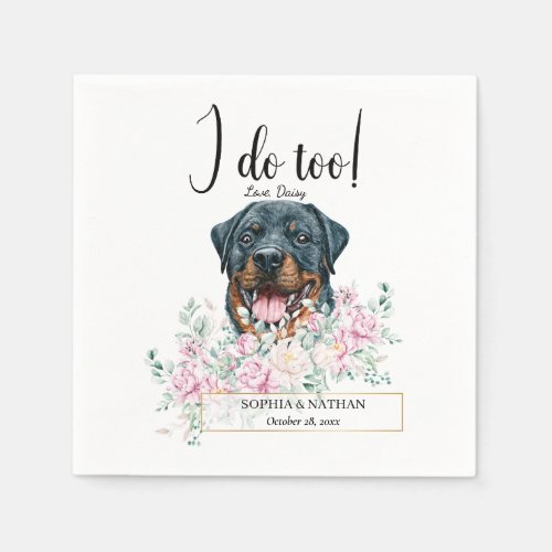 Rottweiler Dog Wedding Cocktail Napkins