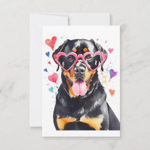 Rottweiler Dog with Heart Glasses Thank You Card