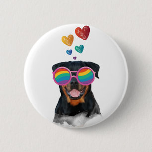 Rottweiler Dog with Hearts Valentine's Day  Button