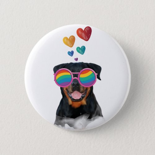 Rottweiler Dog with Hearts Valentines Day  Button