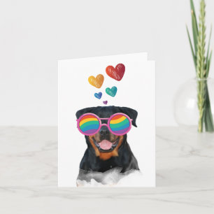 Rottweiler Dog with Hearts Valentine's Day Card