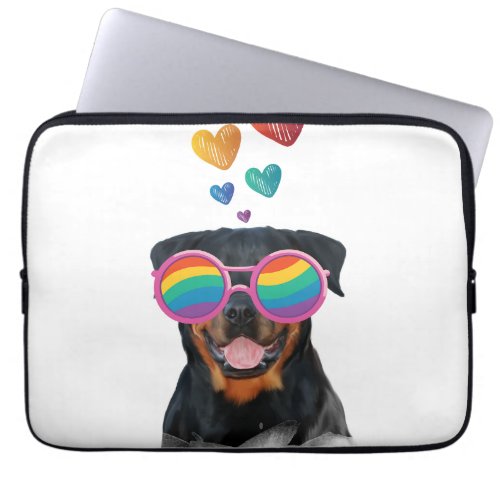 Rottweiler Dog with Hearts Valentines Day Laptop Sleeve
