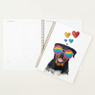 Rottweiler Dog with Hearts Valentine's Day Planner