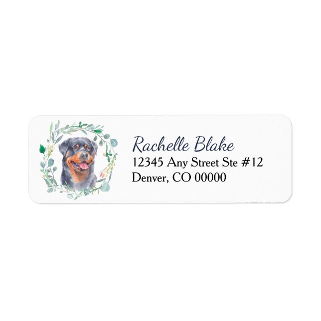 Rottweiler Dog Wreath Return Address Label (Front)
