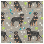 Rottweiler dogs and dog toys taupe fabric