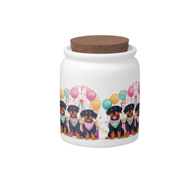 Rottweiler Dogs At A Carnival  Candy Jar (Front)