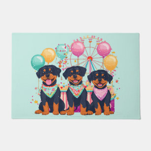 Rottweiler Dogs At A Carnival Doormat
