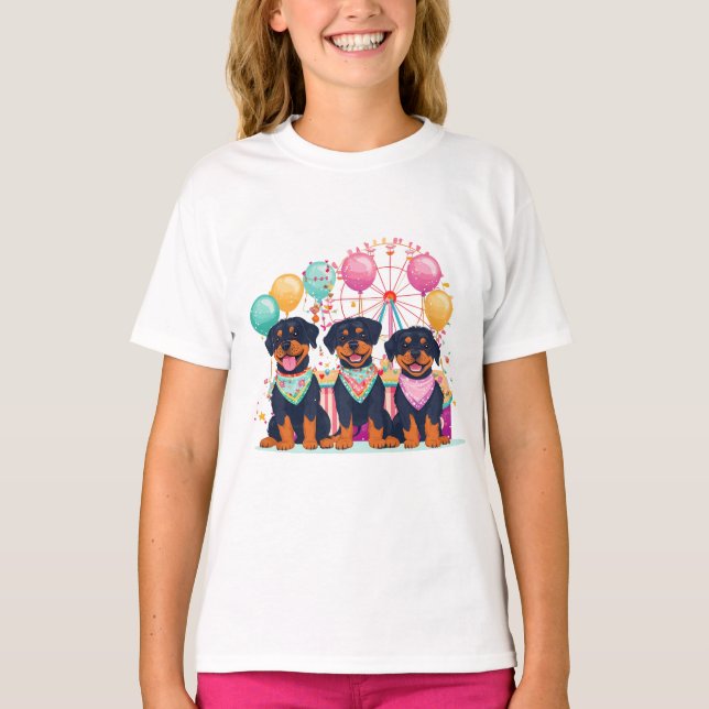 Rottweiler Dogs At A Carnival  T-Shirt (Front)