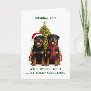 Rottweiler Dogs Christmas Holiday Card