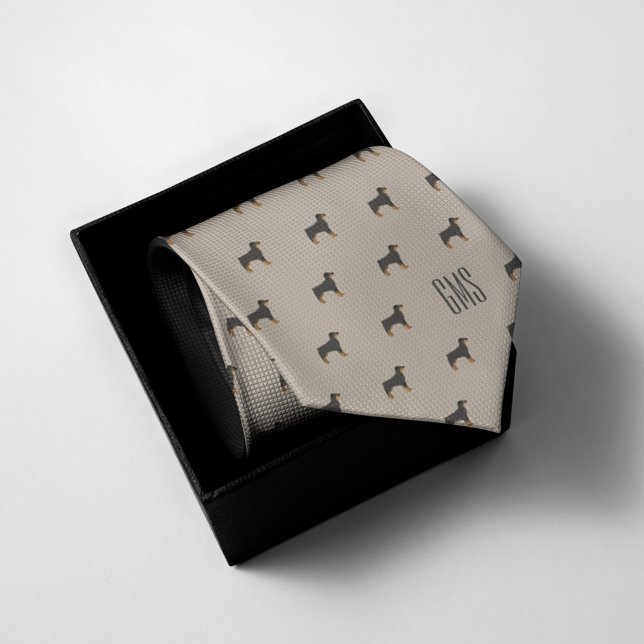 Rottweiler Dogs Pattern Monogrammed Neck Tie (Creator Uploaded)