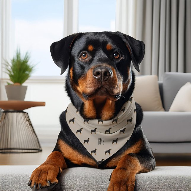 Rottweiler Dogs Pattern Monogrammed Pet Bandana Collar (Creator Uploaded)