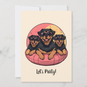 Rottweiler Dogs Summer Pool Floaties Invitation