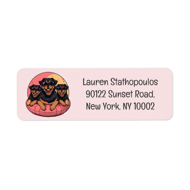 Rottweiler Dogs Summer Pool Floaties Label (Front)