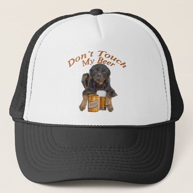 Rottweiler Don't Touch My Beer Trucker Hat (Front)