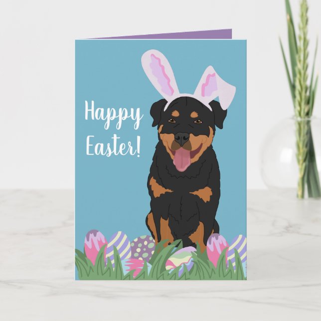 Rottweiler Easter Bunny Card (Front)