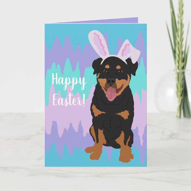 Rottweiler Easter Bunny  Holiday Card (Front)