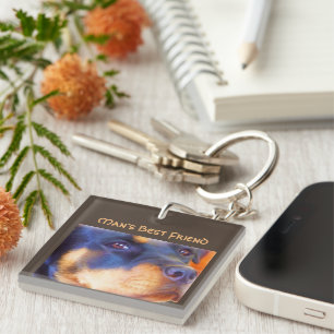 Rottweiler Editable Portrait Beautiful Animal Dog Keychain