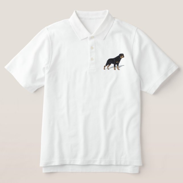 Rottweiler Embroidered Polo Shirt (Design Front)
