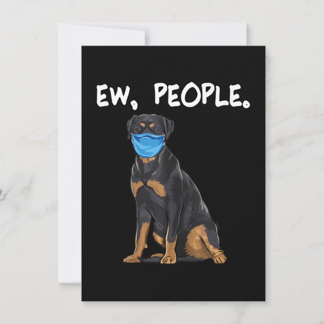 rottweiler ew people dog wearing face mask thank you card (Front)
