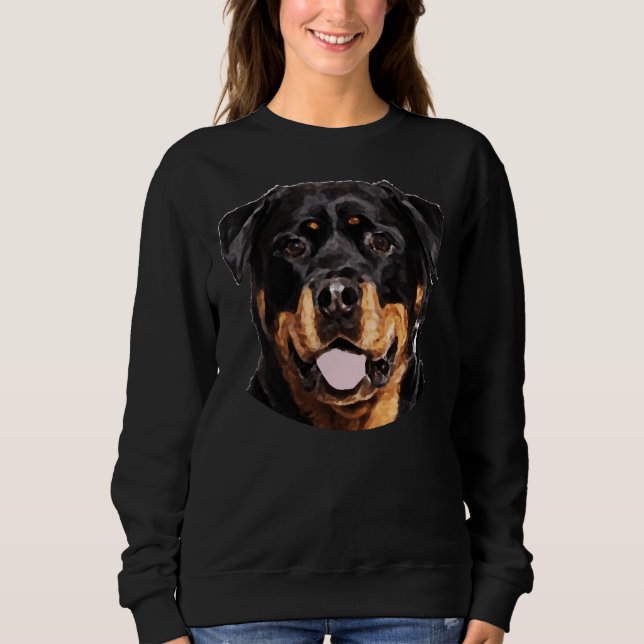 Rottweiler Face Portrait Cute Rottweiler Mom Rotti Sweatshirt (Front)