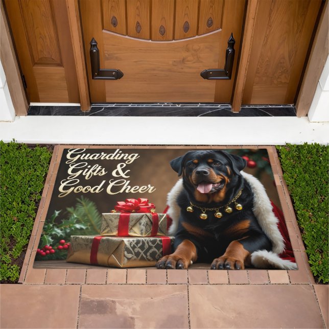 Rottweiler Festive Holiday Christmas Doormat (Outdoor)