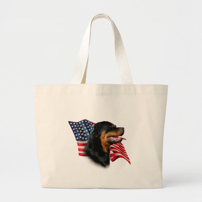 Rottweiler Flag Large Tote Bag (Front)