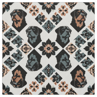 Rottweiler Floral Geometric Pattern Fabric