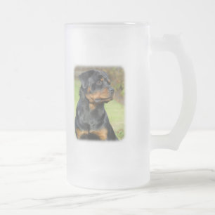 Rottweiler Frosted Glass Beer Mug