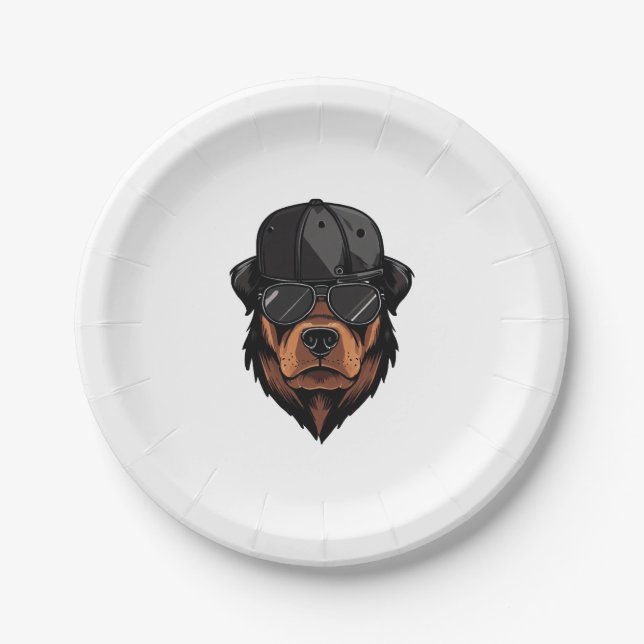 Rottweiler Gangster  Paper Plates (Front)