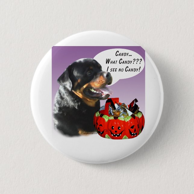 Rottweiler Halloween Candy Pinback Button (Front)