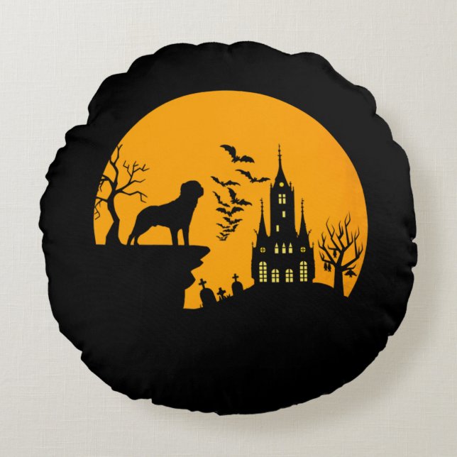Rottweiler Halloween     Round Pillow (Front)