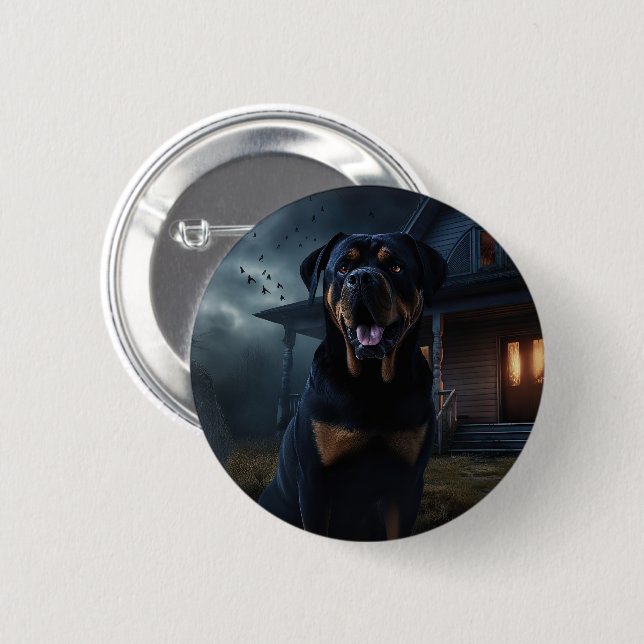 Rottweiler Halloween Scary  Button (Front & Back)