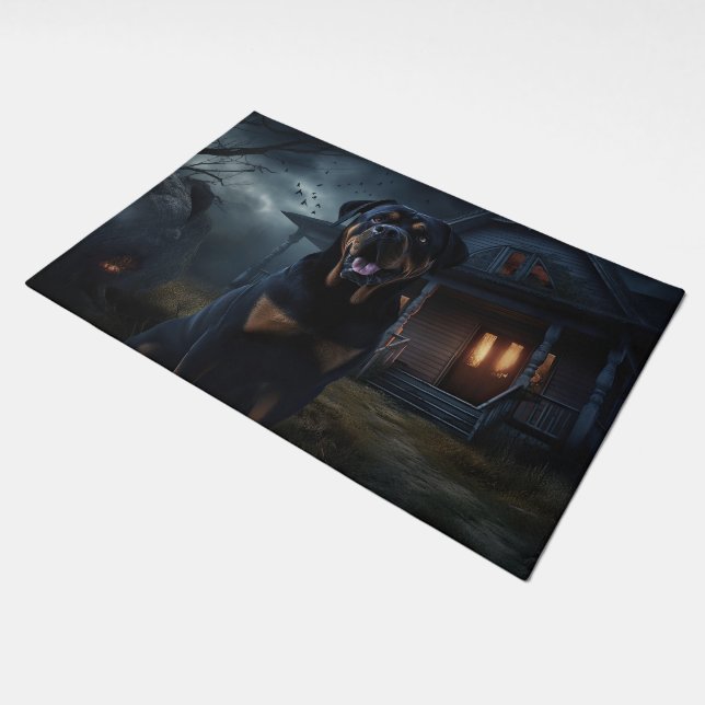 Rottweiler Halloween Scary  Doormat (Angled)