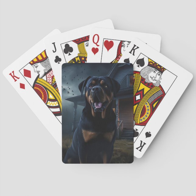 Rottweiler Halloween Scary  Poker Cards (Back)