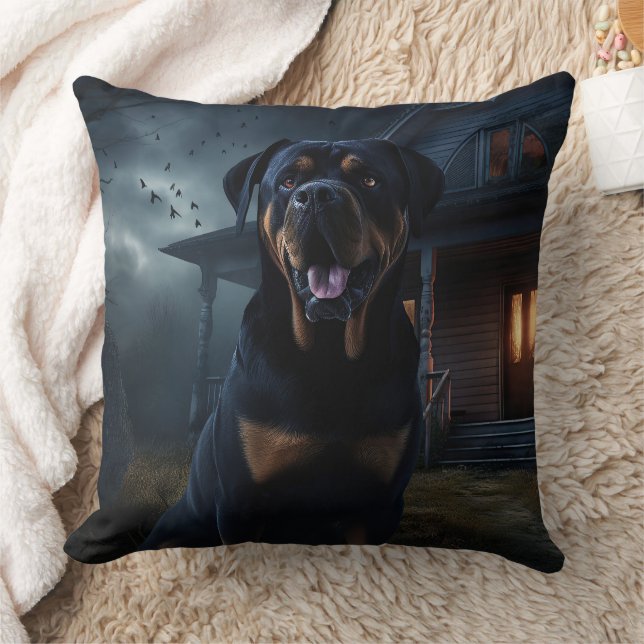 Rottweiler Halloween Scary  Throw Pillow (Blanket)