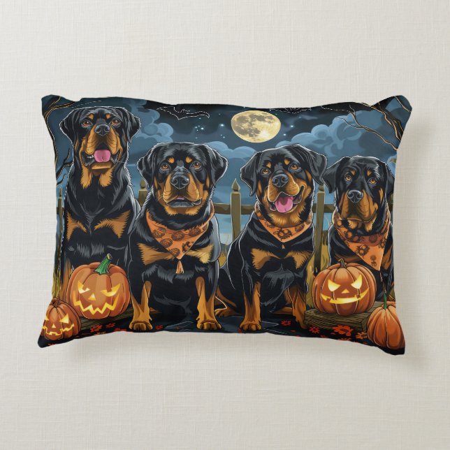 Rottweiler Halloween Spooky Accent Pillow (Back)